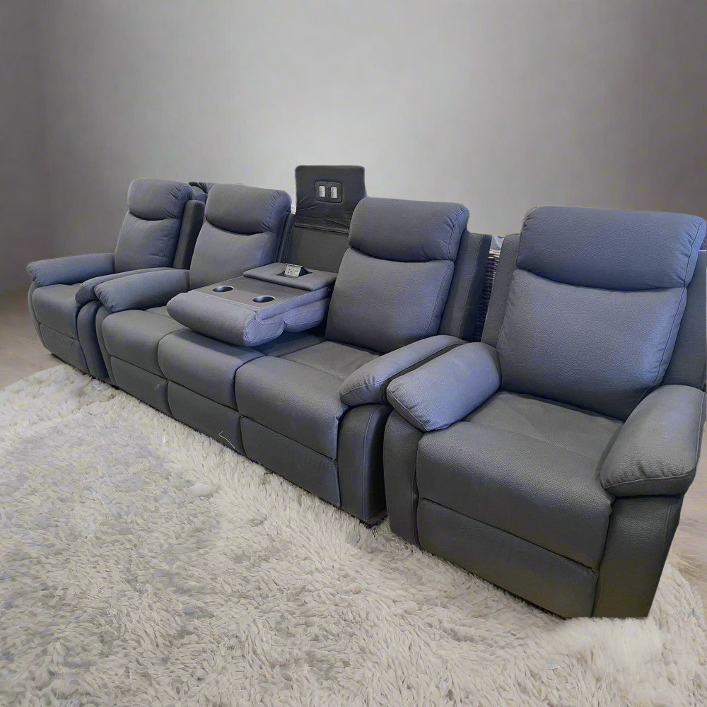 LEO 3RR+R+R WITH 4 RECLINERS AND CONSOLE BUILT IN