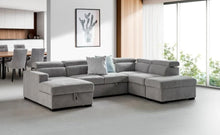 Load image into Gallery viewer, NIKKI 6 SEATER MODULAR CORNER LOUNGE WITH OTTOMAN and CHAISE STORAGE
