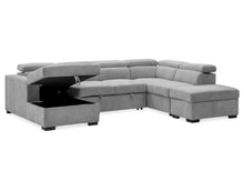 Load image into Gallery viewer, NIKKI 6 SEATER MODULAR CORNER LOUNGE WITH OTTOMAN and CHAISE STORAGE
