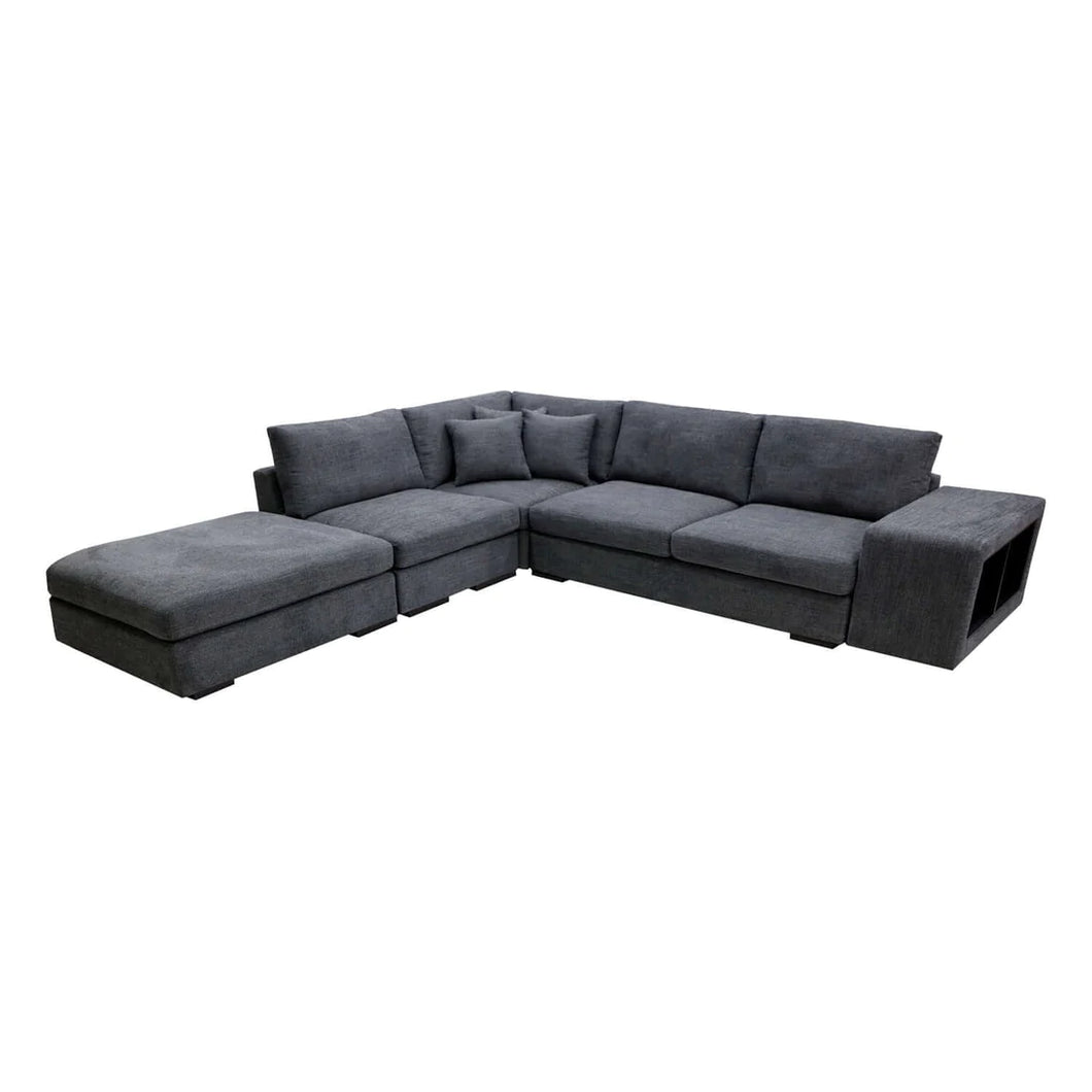 Burleigh Upholster Modular Lounge reversible chaise with ottoman- 3 seater - Colour : Pompei
