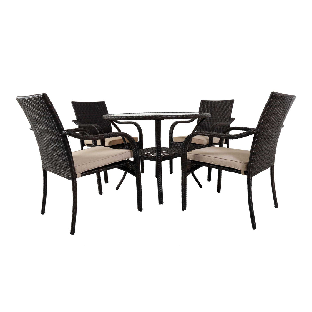 San Pico Outdoor Dining Set with Glass Table 4 Seater