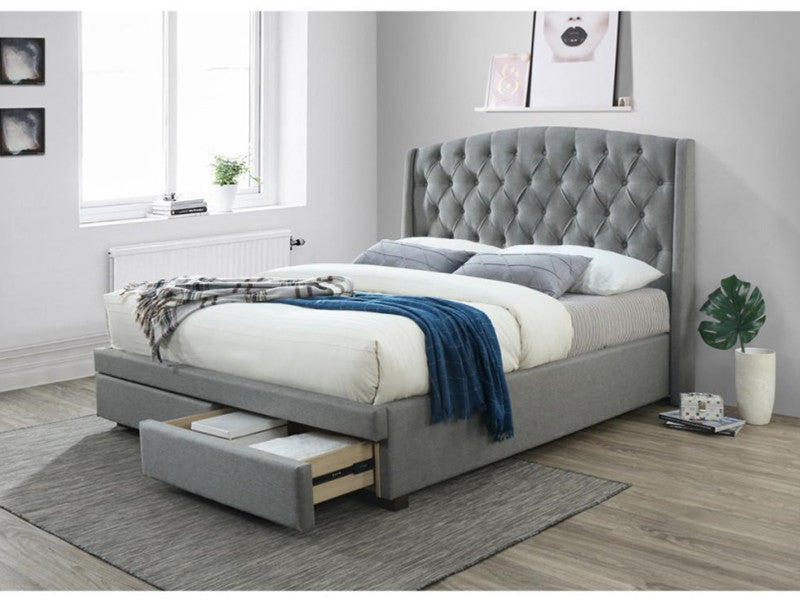 Lara Fabric Bed With Foot Drawers